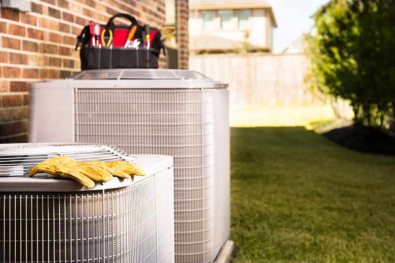 Tools on top of HVAC system.