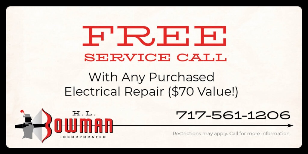 free service call with any electrical repair. $70 value!