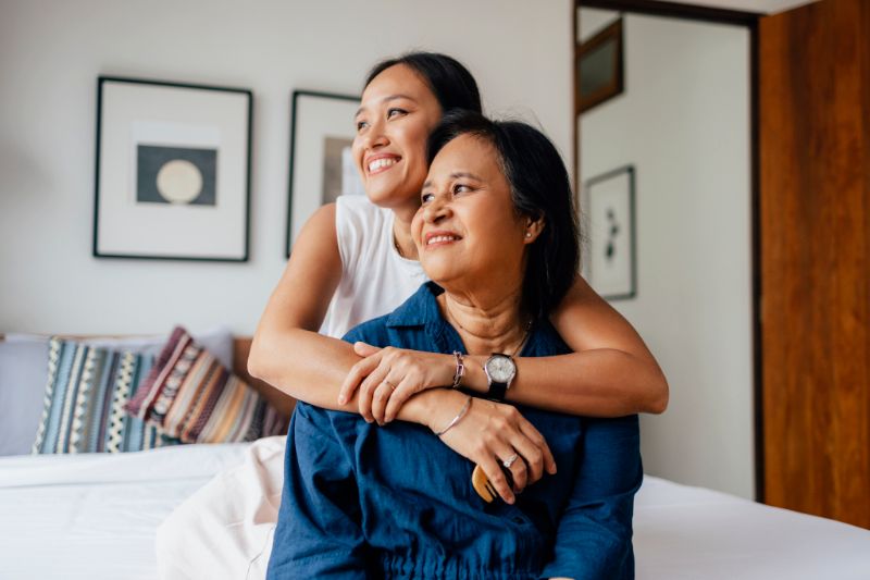Happy mother and daughter.